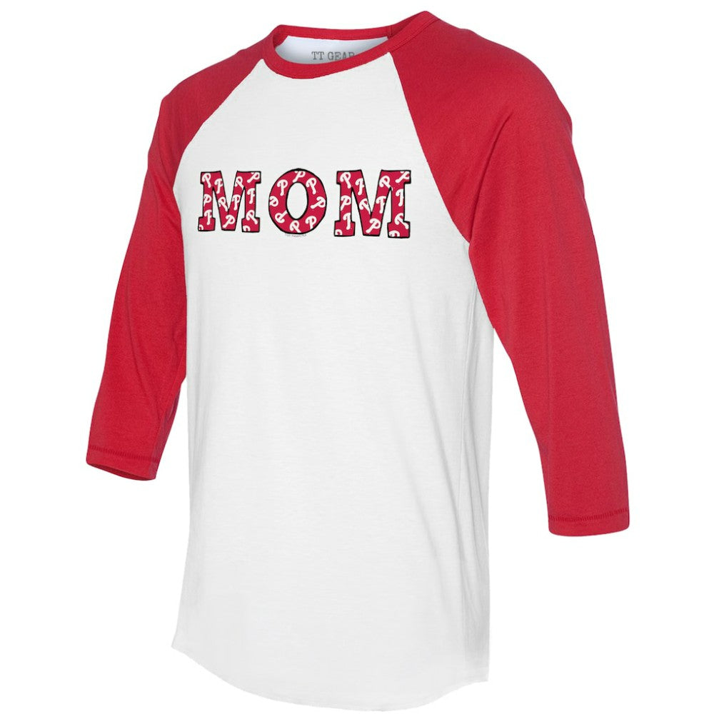 Philadelphia Phillies Tiny Turnip Women's Logo Mom 3/4-Sleeve Raglan T-Shirt - MLB