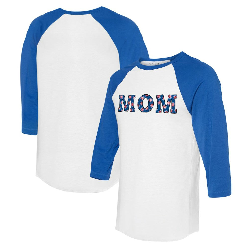 Chicago Cubs Tiny Turnip Women's Logo Mom 3/4-Sleeve Raglan T-Shirt - MLB