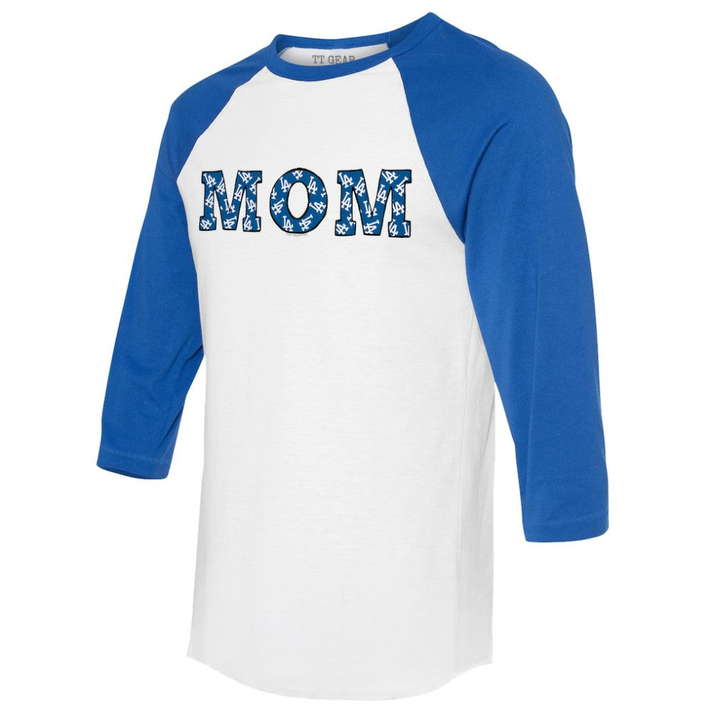 Los Angeles Dodgers Tiny Turnip Women's Logo Mom 3/4-Sleeve Raglan T-Shirt - MLB