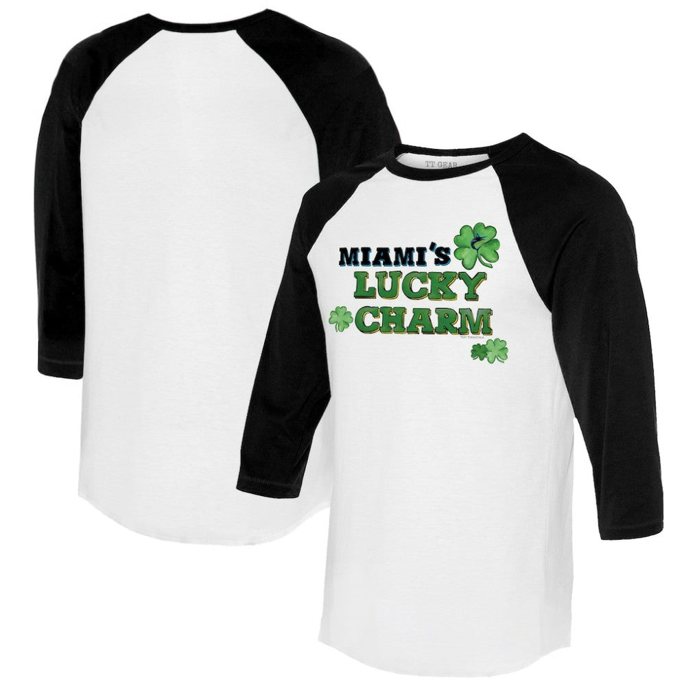 Miami Marlins Tiny Turnip Women's Lucky Charm 3/4-Sleeve Raglan T-Shirt - MLB