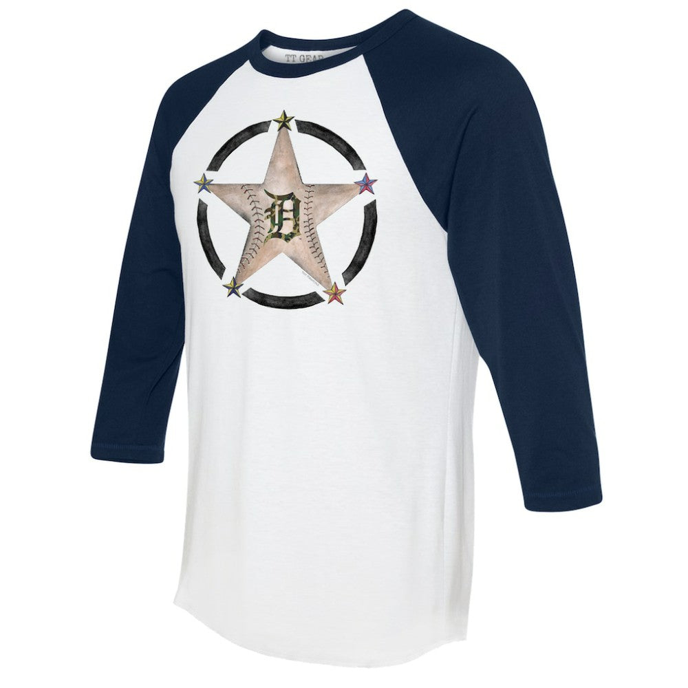 Detroit Tigers Tiny Turnip Women's Military Star 3/4-Sleeve Raglan T-Shirt - MLB