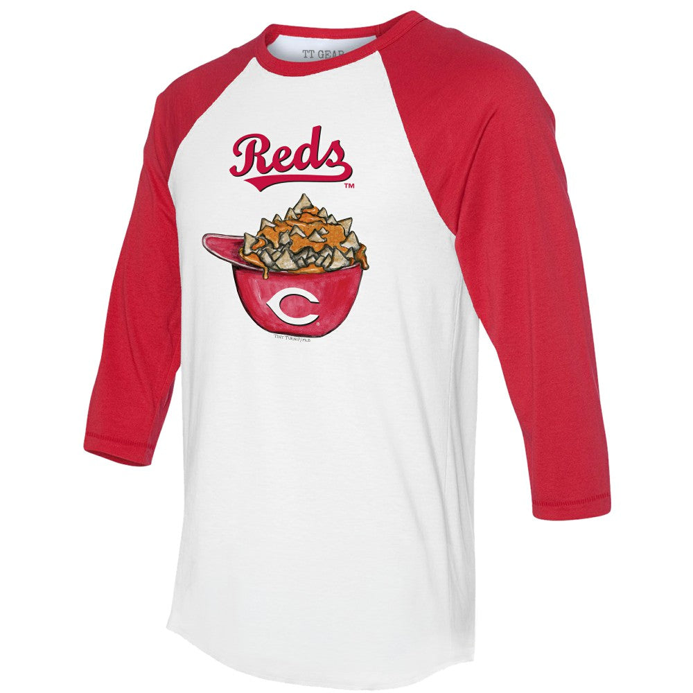 Cincinnati Reds Tiny Turnip Women's Nacho Helmet 3/4-Sleeve Raglan T-Shirt - MLB
