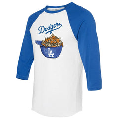 Los Angeles Dodgers Tiny Turnip Women's Nacho Helmet 3/4-Sleeve Raglan T-Shirt - MLB