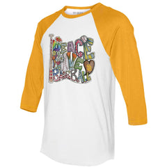 San Diego Padres Tiny Turnip Women's Peace Love Baseball 3/4-Sleeve Raglan T-Shirt - MLB