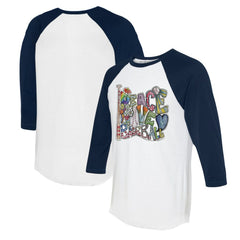 Seattle Mariners Tiny Turnip Women's Peace Love Baseball 3/4-Sleeve Raglan T-Shirt - MLB