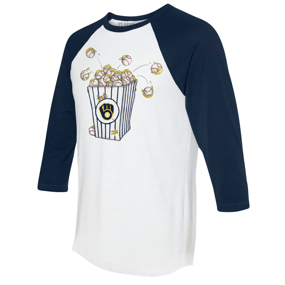 Milwaukee Brewers Tiny Turnip Women's Popcorn 3/4-Sleeve Raglan T-Shirt - MLB