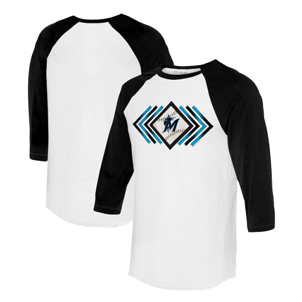 Miami Marlins Tiny Turnip Women's Prism Arrows 3/4-Sleeve Raglan T-Shirt - MLB