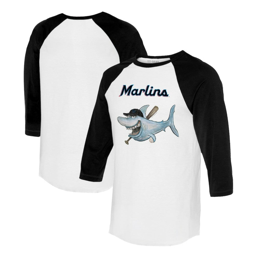 Miami Marlins Tiny Turnip Women's Shark 3/4-Sleeve Raglan T-Shirt - MLB