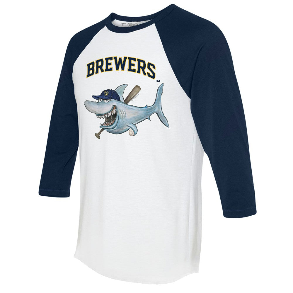 Milwaukee Brewers Tiny Turnip Women's Shark 3/4-Sleeve Raglan T-Shirt - MLB