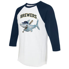 Milwaukee Brewers Tiny Turnip Women's Shark 3/4-Sleeve Raglan T-Shirt - MLB