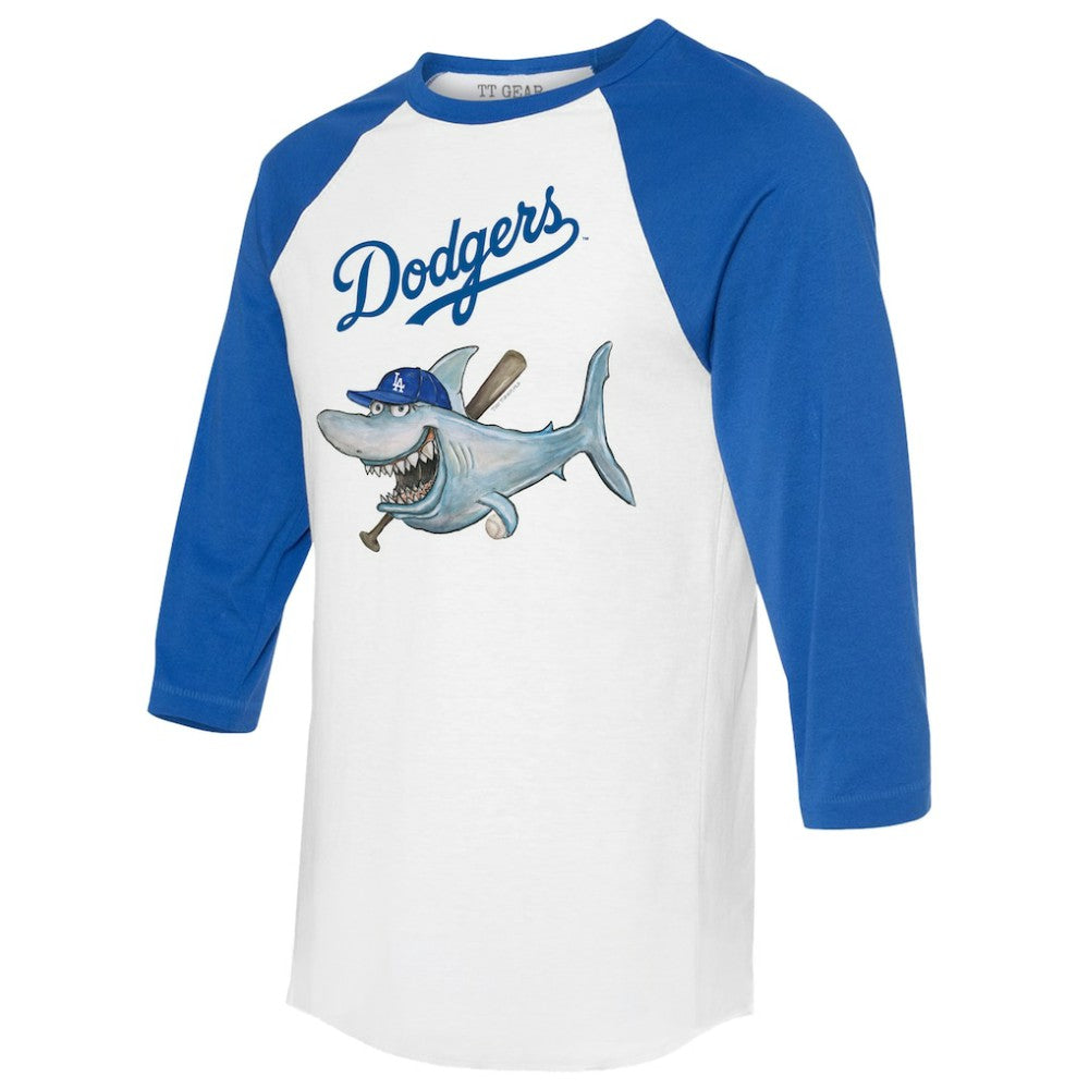 Los Angeles Dodgers Tiny Turnip Women's Shark 3/4-Sleeve Raglan T-Shirt - MLB