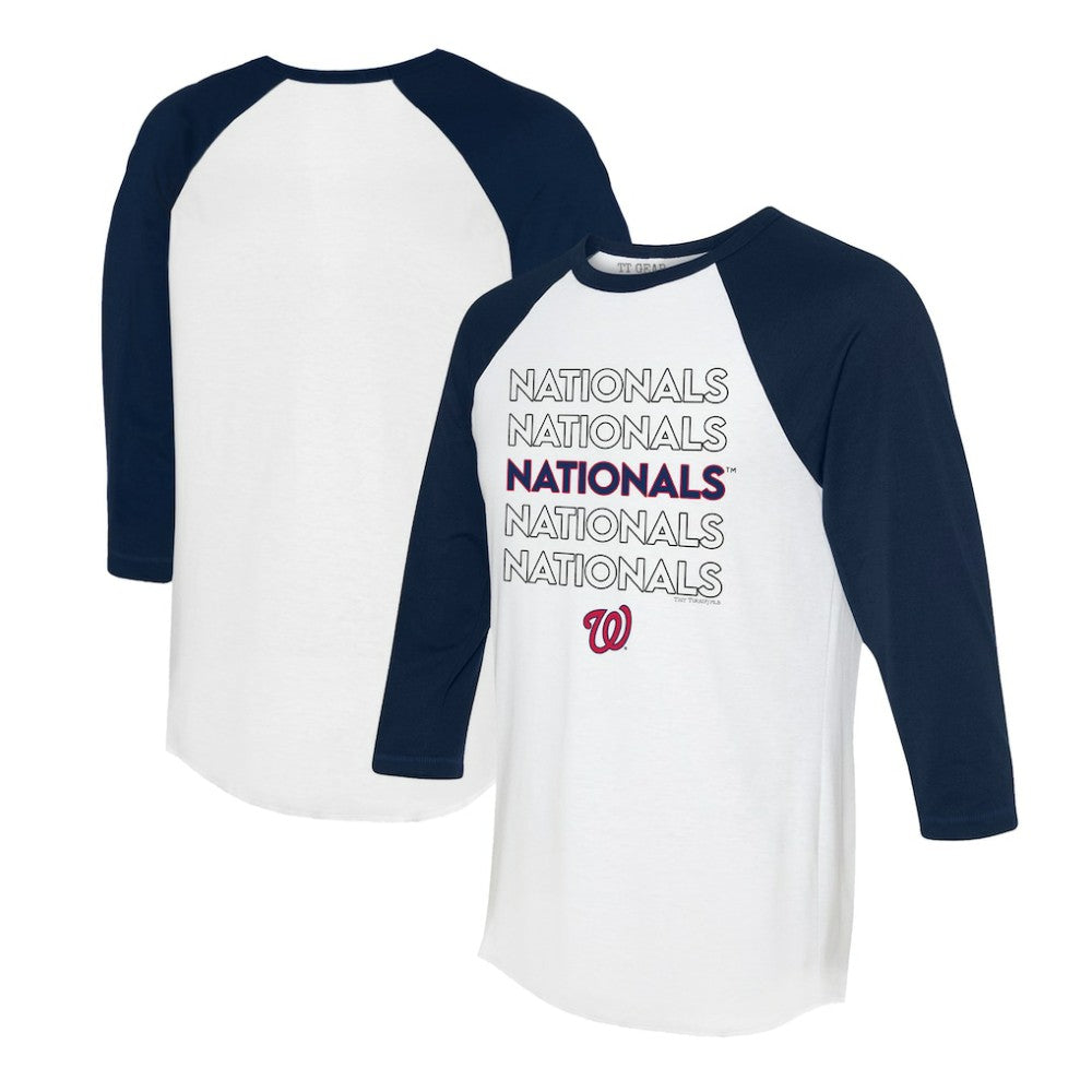 Washington Nationals Tiny Turnip Unisex Stacked 3/4-Sleeve Raglan T-Shirt - MLB