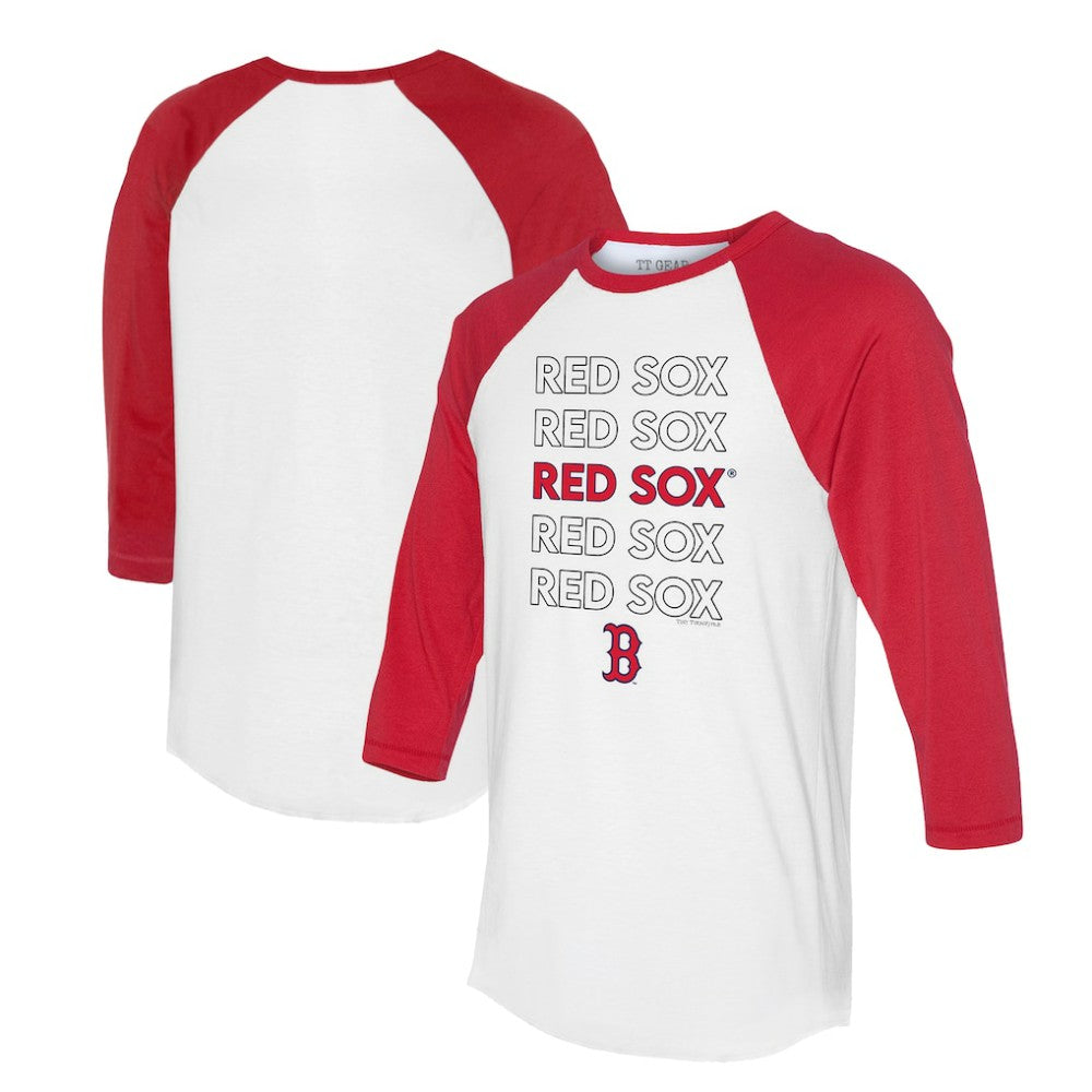 Boston Red Sox Tiny Turnip Unisex Stacked 3/4-Sleeve Raglan T-Shirt - MLB