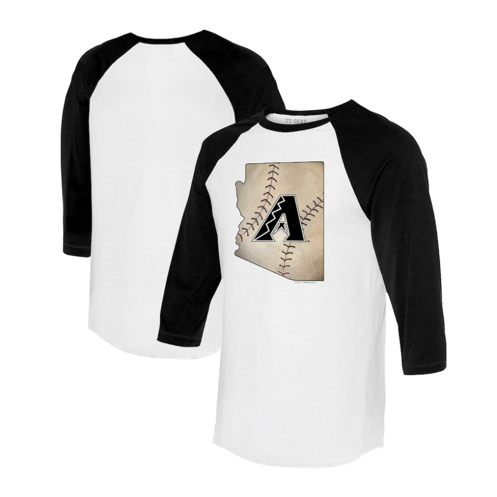 Arizona Diamondbacks Tiny Turnip Unisex State Outline 3/4-Sleeve Raglan T-Shirt - MLB