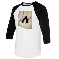 Arizona Diamondbacks Tiny Turnip Unisex State Outline 3/4-Sleeve Raglan T-Shirt - MLB