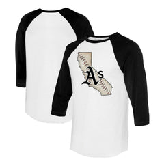 Athletics Tiny Turnip Unisex State Outline 3/4-Sleeve Raglan T-Shirt - MLB