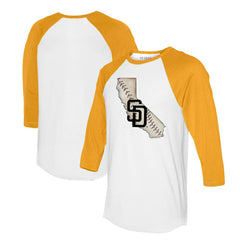 San Diego Padres Tiny Turnip Unisex State Outline 3/4-Sleeve Raglan T-Shirt - MLB
