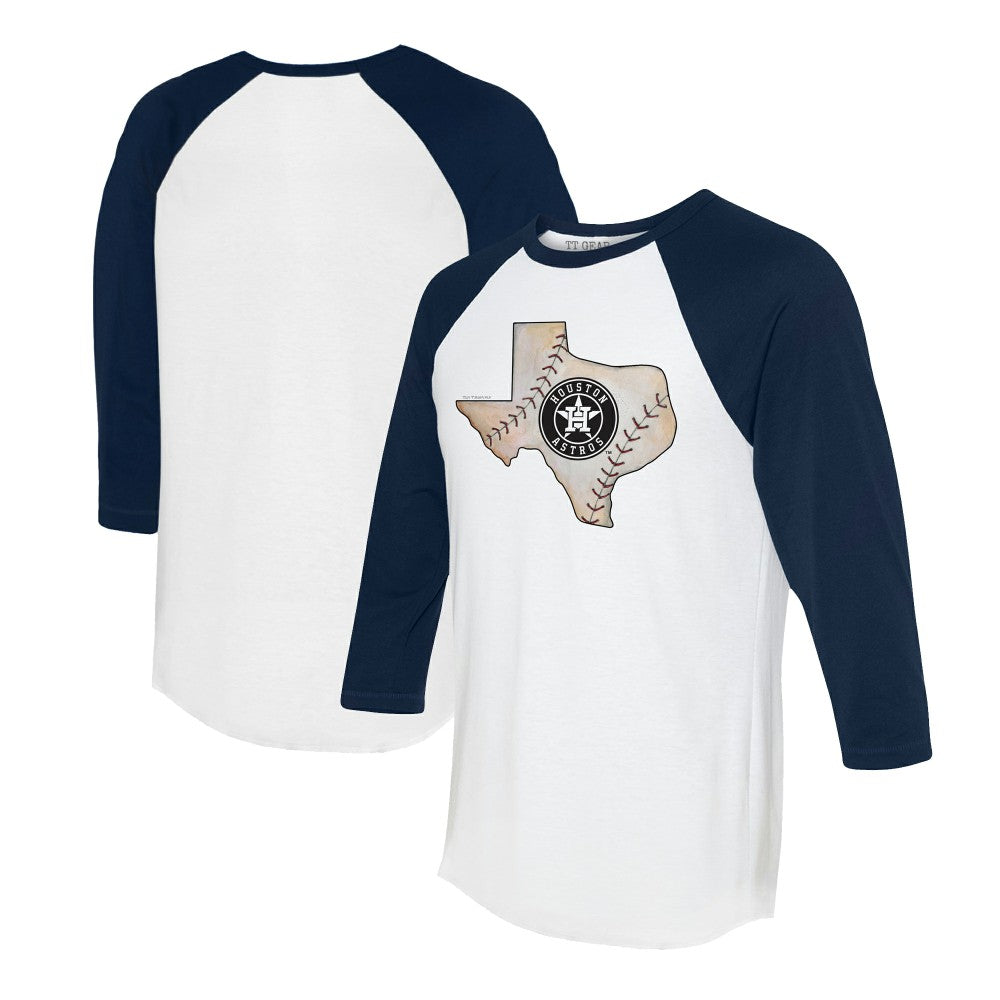 Houston Astros Tiny Turnip Unisex State Outline 3/4-Sleeve Raglan T-Shirt - MLB