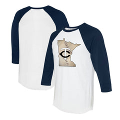 Minnesota Twins Tiny Turnip Unisex State Outline 3/4-Sleeve Raglan T-Shirt - MLB