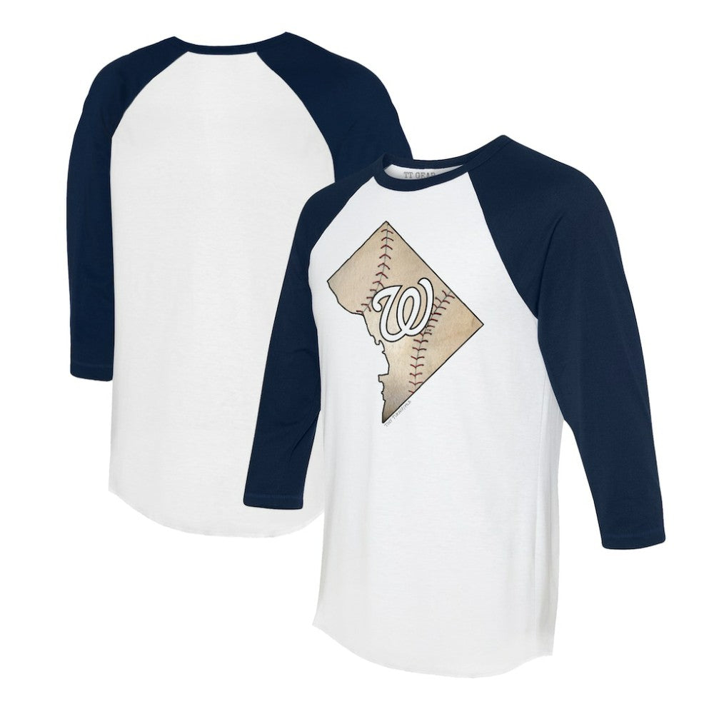 Washington Nationals Tiny Turnip Unisex State Outline 3/4-Sleeve Raglan T-Shirt - MLB