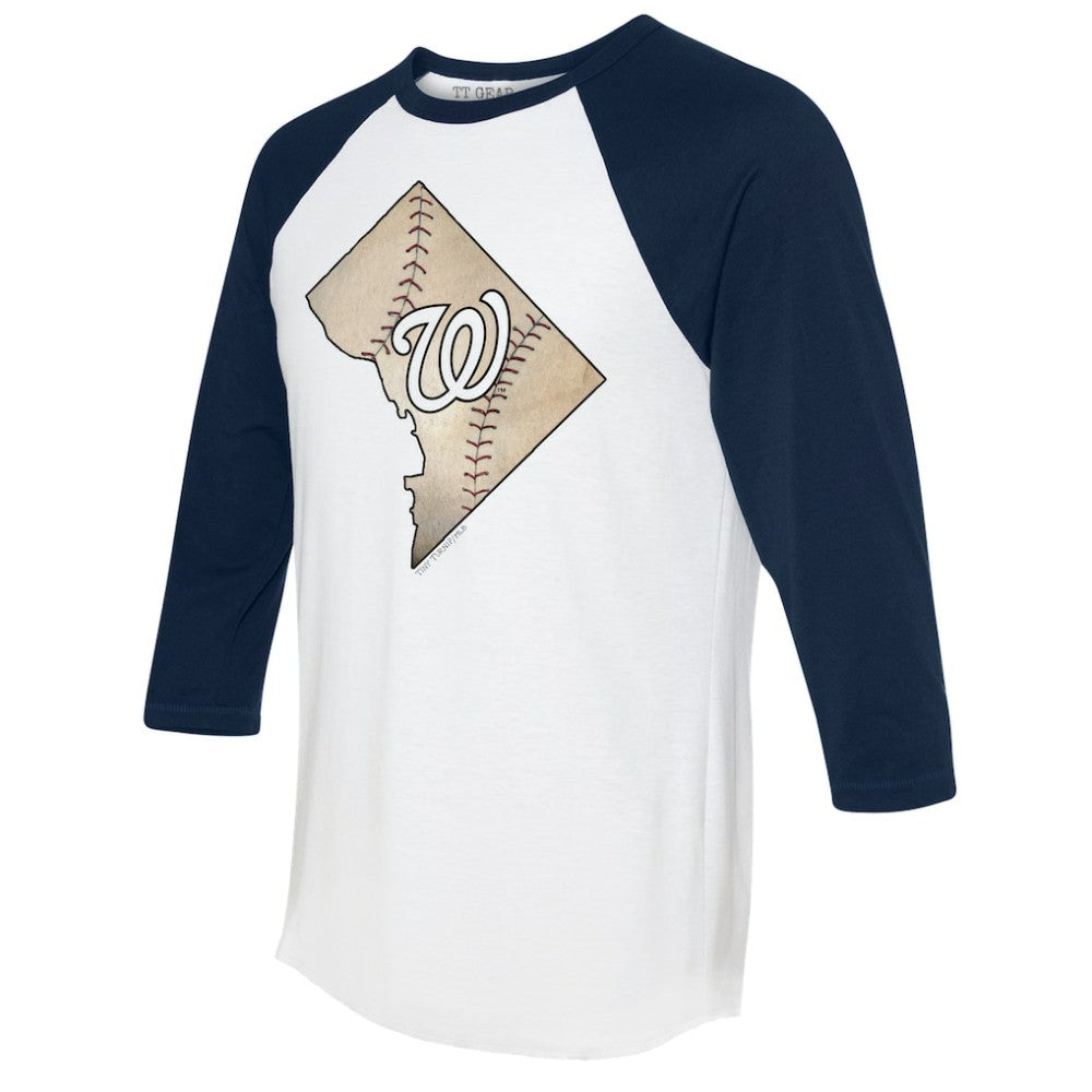 Washington Nationals Tiny Turnip Unisex State Outline 3/4-Sleeve Raglan T-Shirt - MLB