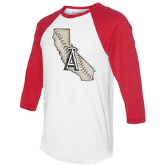 Los Angeles Angels Tiny Turnip Unisex State Outline 3/4-Sleeve Raglan T-Shirt - MLB