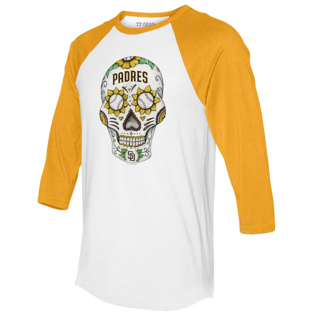 San Diego Padres Tiny Turnip Unisex Sugar Skull 3/4-Sleeve Raglan T-Shirt - MLB