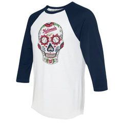 Washington Nationals Tiny Turnip Unisex Sugar Skull 3/4-Sleeve Raglan T-Shirt - MLB