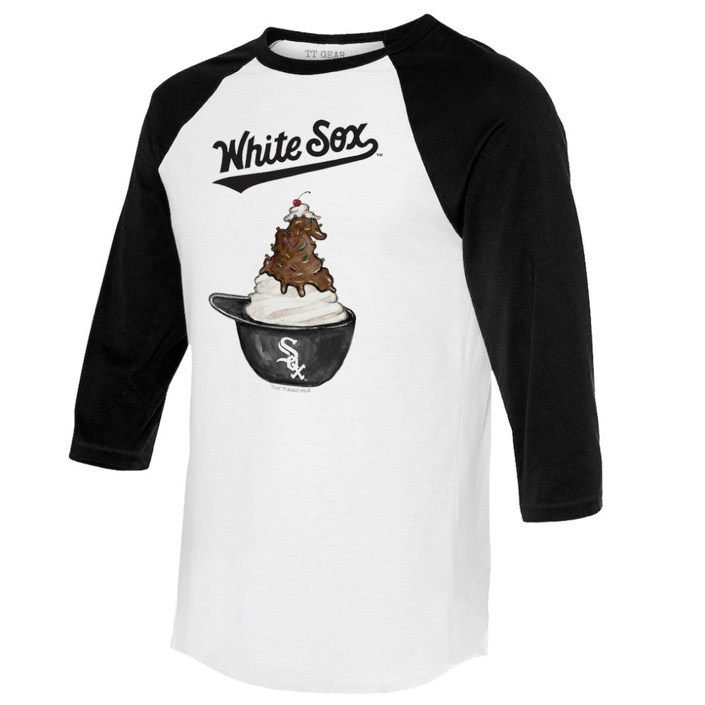 Chicago White Sox Tiny Turnip Unisex Sundae Helmet 3/4-Sleeve Raglan T-Shirt - MLB
