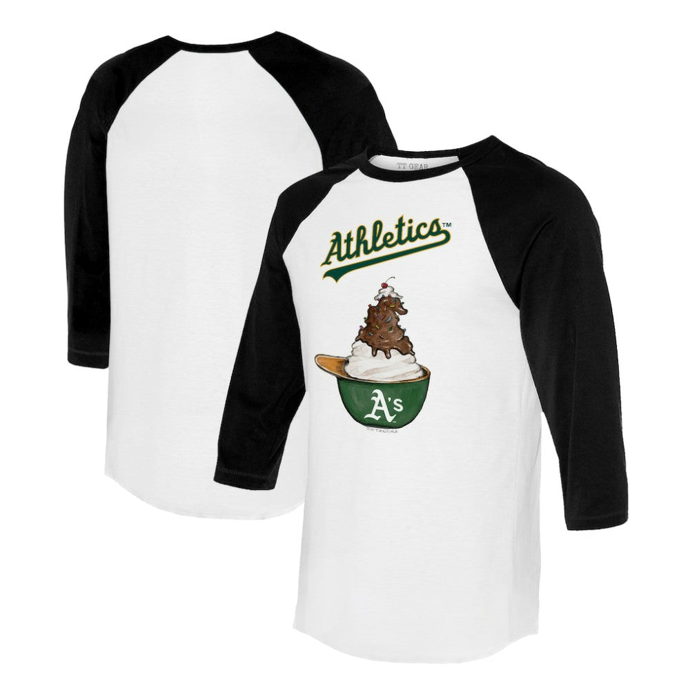 Athletics Tiny Turnip Unisex Sundae Helmet 3/4-Sleeve Raglan T-Shirt - MLB