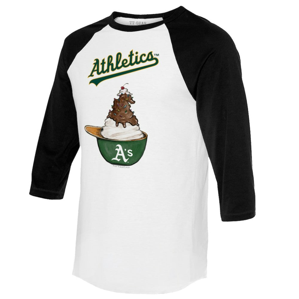 Athletics Tiny Turnip Unisex Sundae Helmet 3/4-Sleeve Raglan T-Shirt - MLB