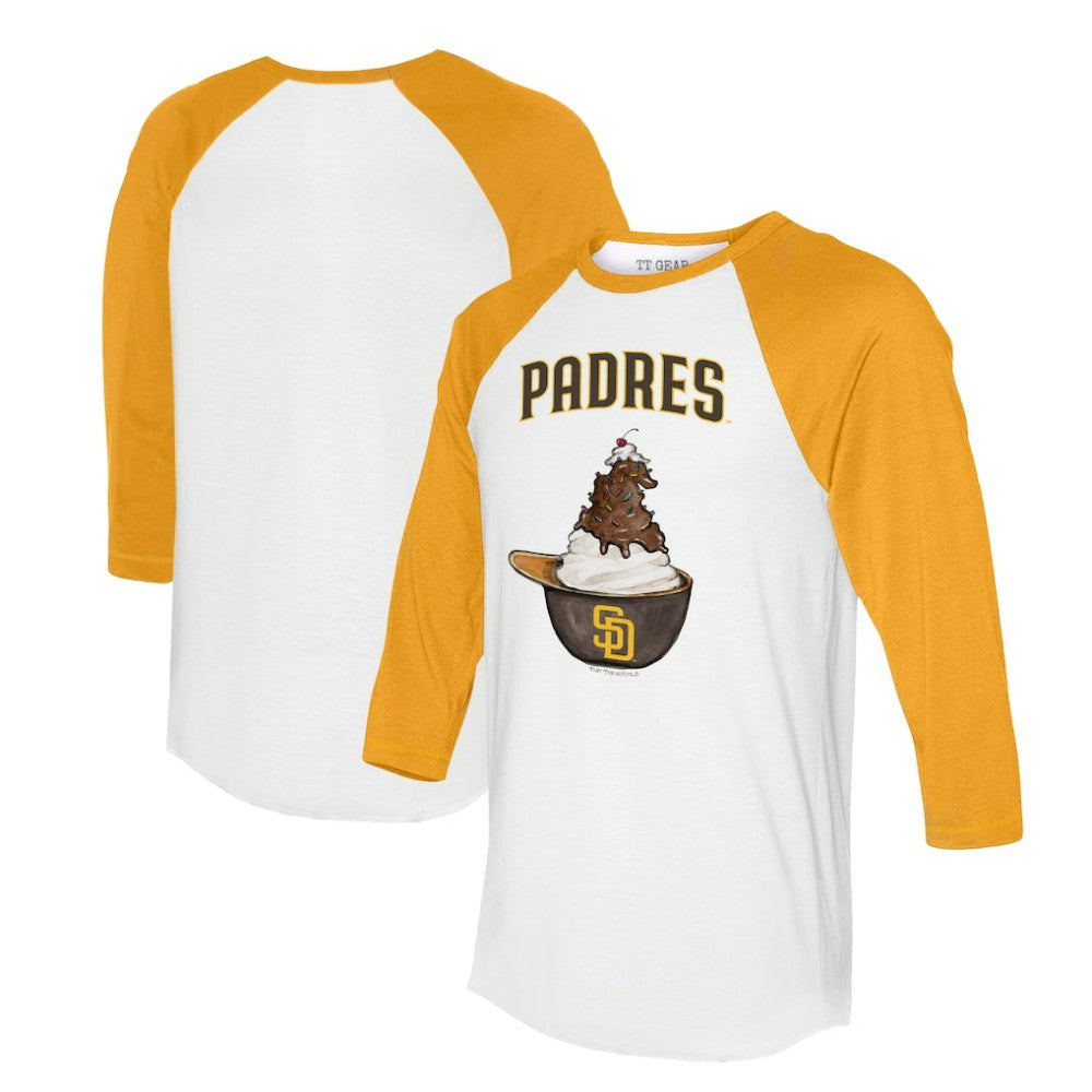 San Diego Padres Tiny Turnip Unisex Sundae Helmet 3/4-Sleeve Raglan T-Shirt - MLB