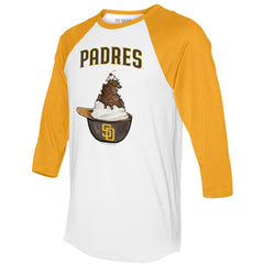 San Diego Padres Tiny Turnip Unisex Sundae Helmet 3/4-Sleeve Raglan T-Shirt - MLB