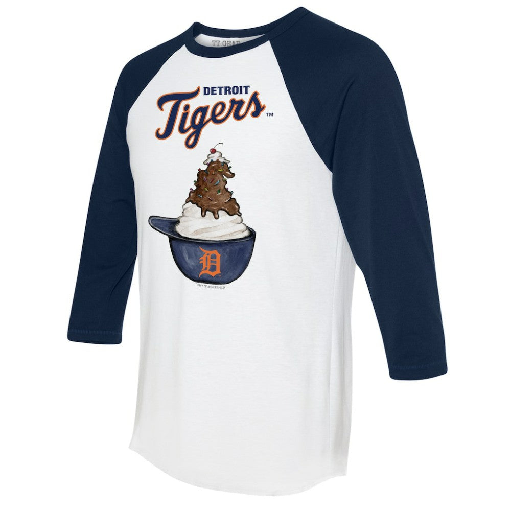 Detroit Tigers Tiny Turnip Unisex Sundae Helmet 3/4-Sleeve Raglan T-Shirt - MLB