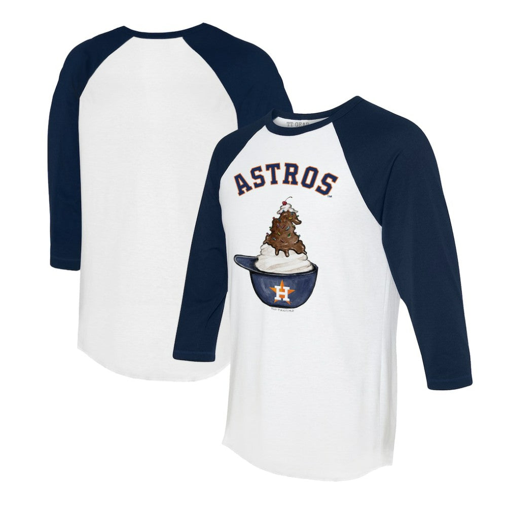 Houston Astros Tiny Turnip Unisex Sundae Helmet 3/4-Sleeve Raglan T-Shirt - MLB