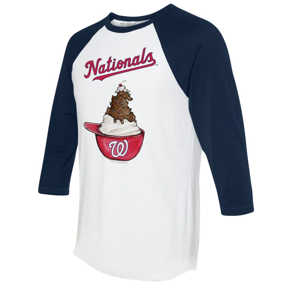 Washington Nationals Tiny Turnip Unisex Sundae Helmet 3/4-Sleeve Raglan T-Shirt - MLB