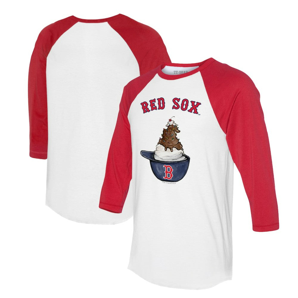 Boston Red Sox Tiny Turnip Unisex Sundae Helmet 3/4-Sleeve Raglan T-Shirt - MLB