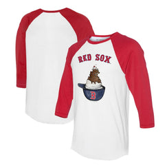 Boston Red Sox Tiny Turnip Unisex Sundae Helmet 3/4-Sleeve Raglan T-Shirt - MLB