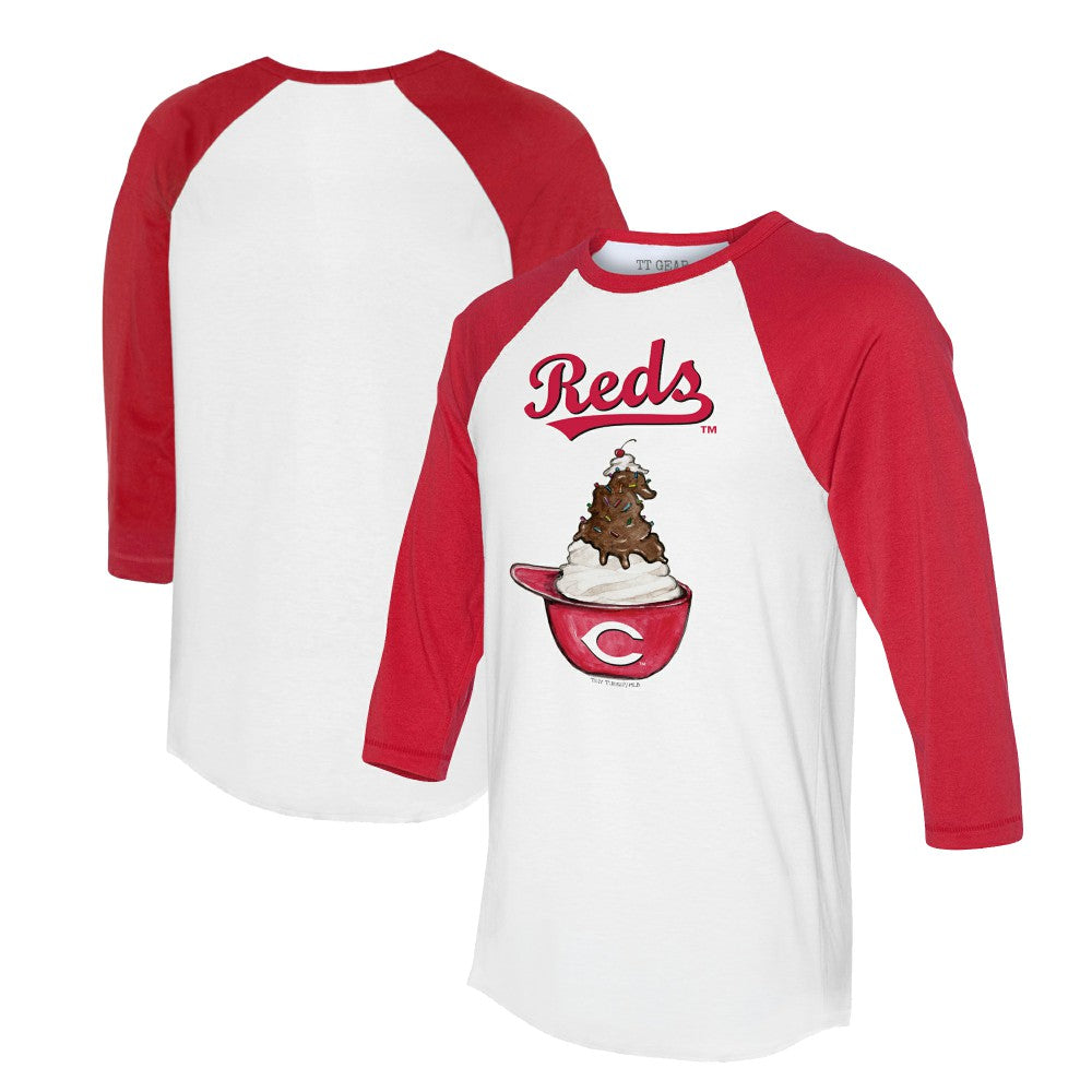 Cincinnati Reds Tiny Turnip Unisex Sundae Helmet 3/4-Sleeve Raglan T-Shirt - MLB