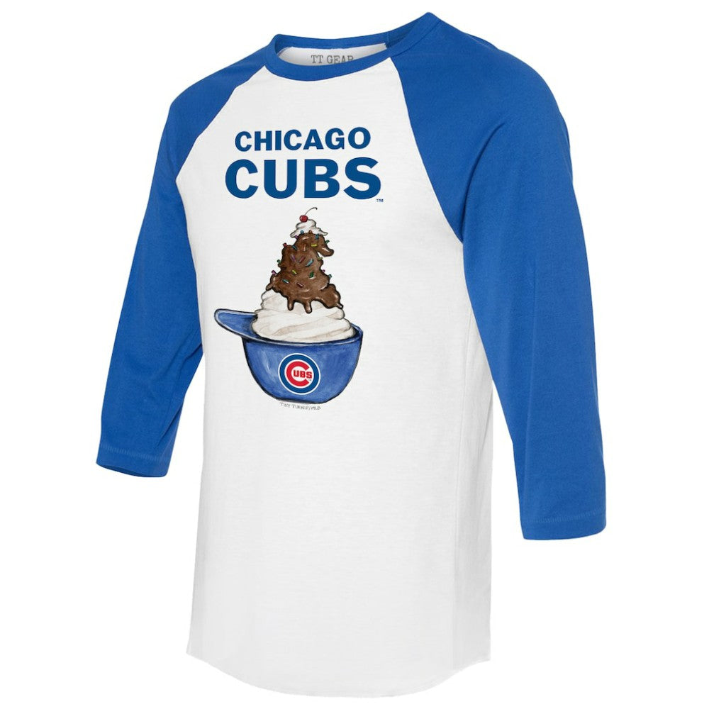 Chicago Cubs Tiny Turnip Unisex Sundae Helmet 3/4-Sleeve Raglan T-Shirt - MLB