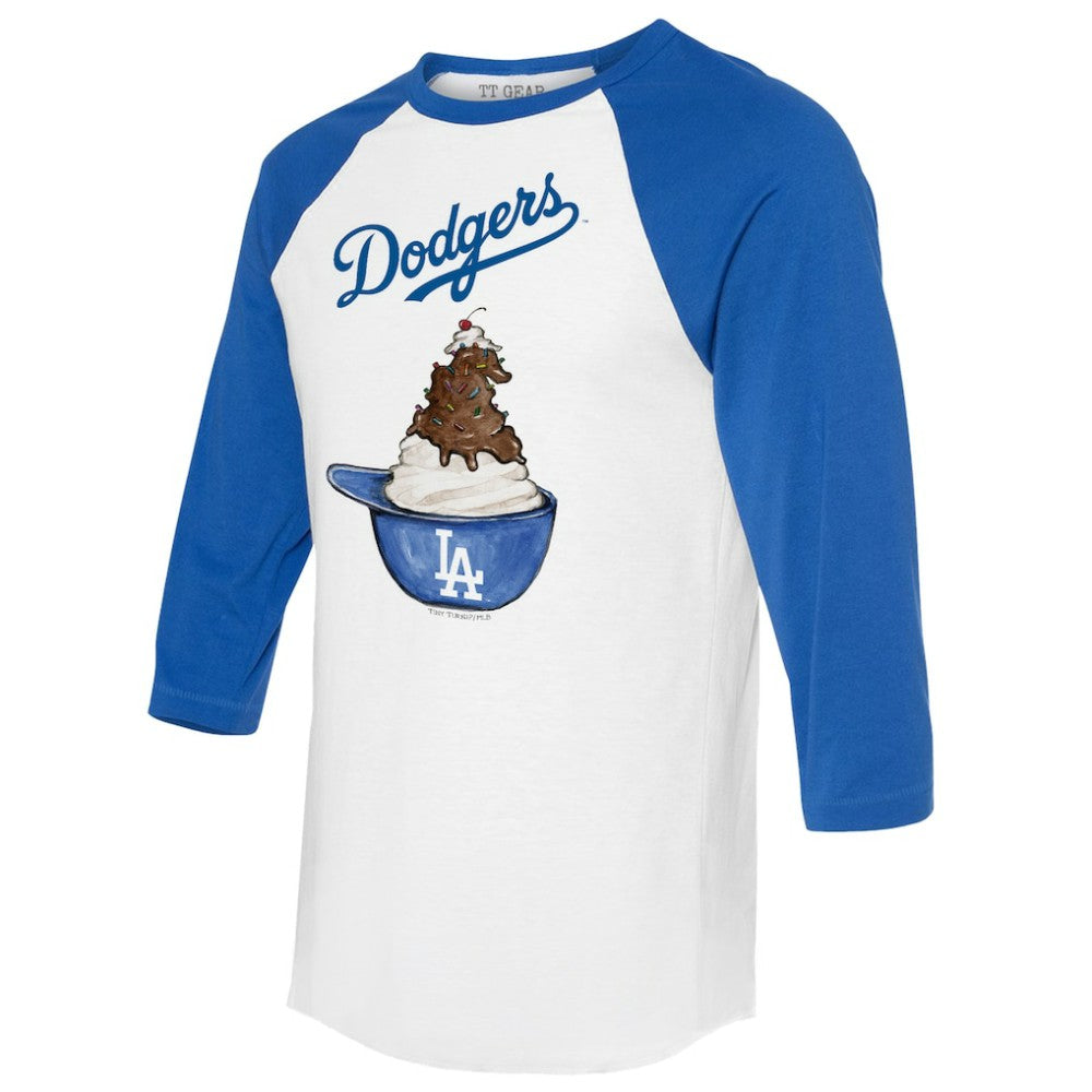 Los Angeles Dodgers Tiny Turnip Unisex Sundae Helmet 3/4-Sleeve Raglan T-Shirt - MLB