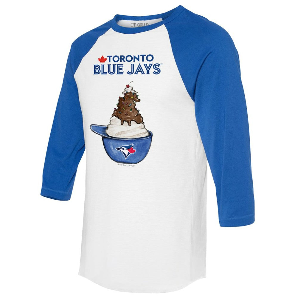 Toronto Blue Jays Tiny Turnip Unisex Sundae Helmet 3/4-Sleeve Raglan T-Shirt - MLB