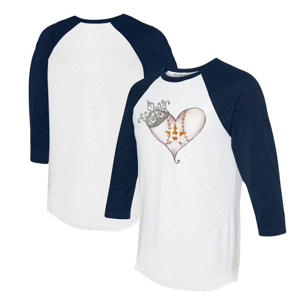 Houston Astros Tiny Turnip Unisex Tiara Heart 3/4-Sleeve Raglan T-Shirt - MLB