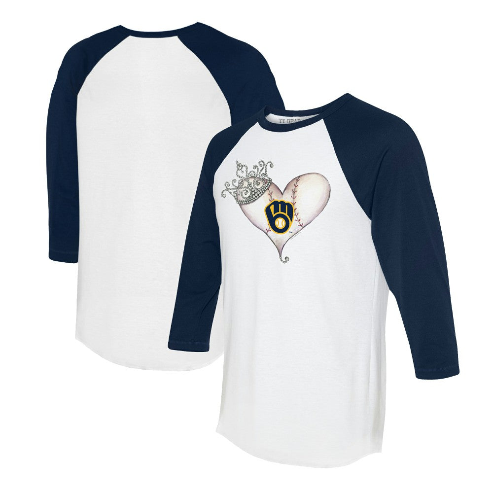 Milwaukee Brewers Tiny Turnip Unisex Tiara Heart 3/4-Sleeve Raglan T-Shirt - MLB