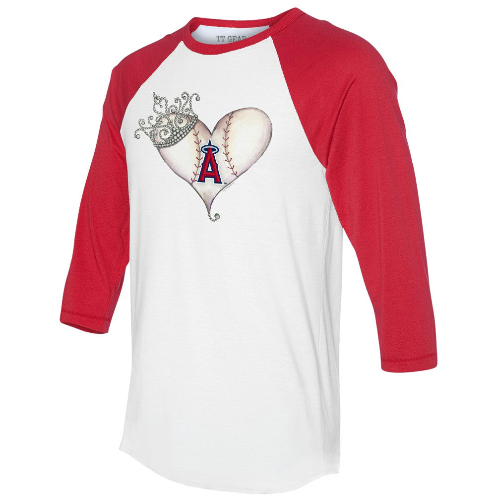 Los Angeles Angels Tiny Turnip Unisex Tiara Heart 3/4-Sleeve Raglan T-Shirt - MLB
