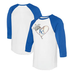Kansas City Royals Tiny Turnip Unisex Tiara Heart 3/4-Sleeve Raglan T-Shirt - MLB