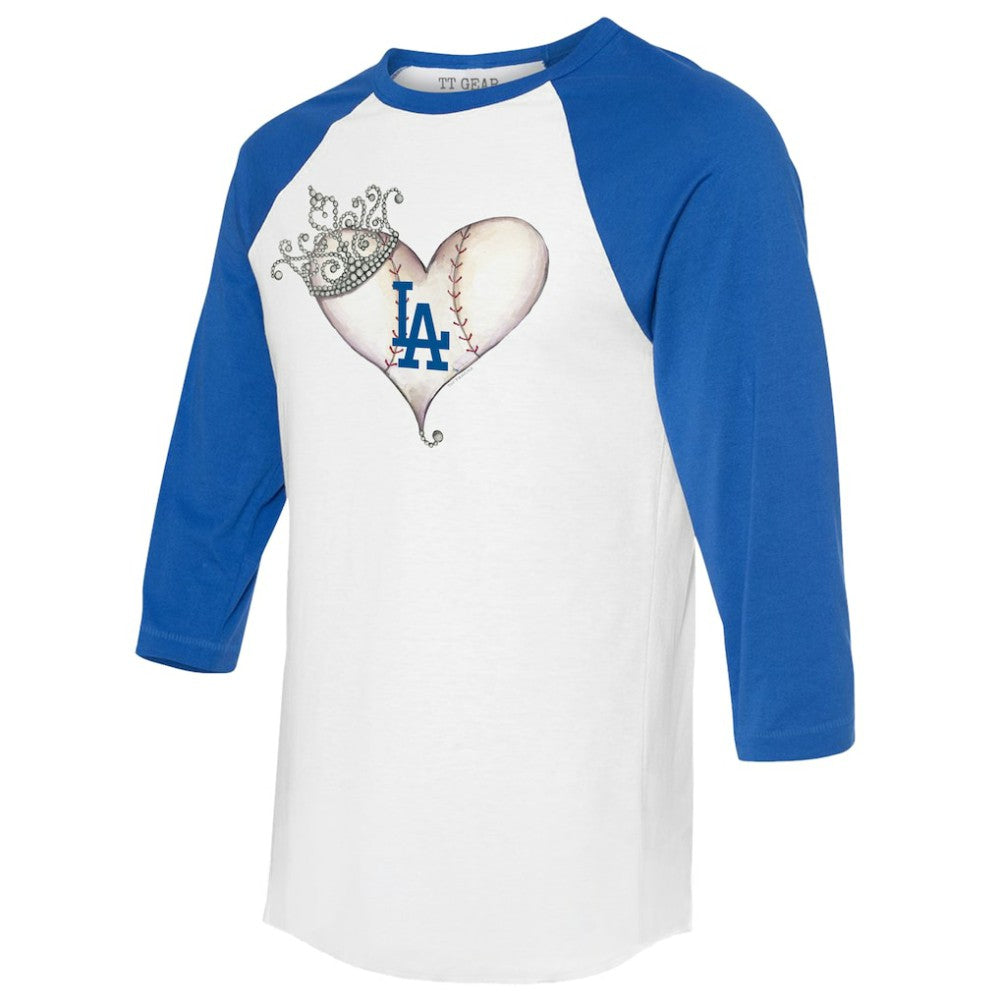 Los Angeles Dodgers Tiny Turnip Unisex Tiara Heart 3/4-Sleeve Raglan T-Shirt - MLB