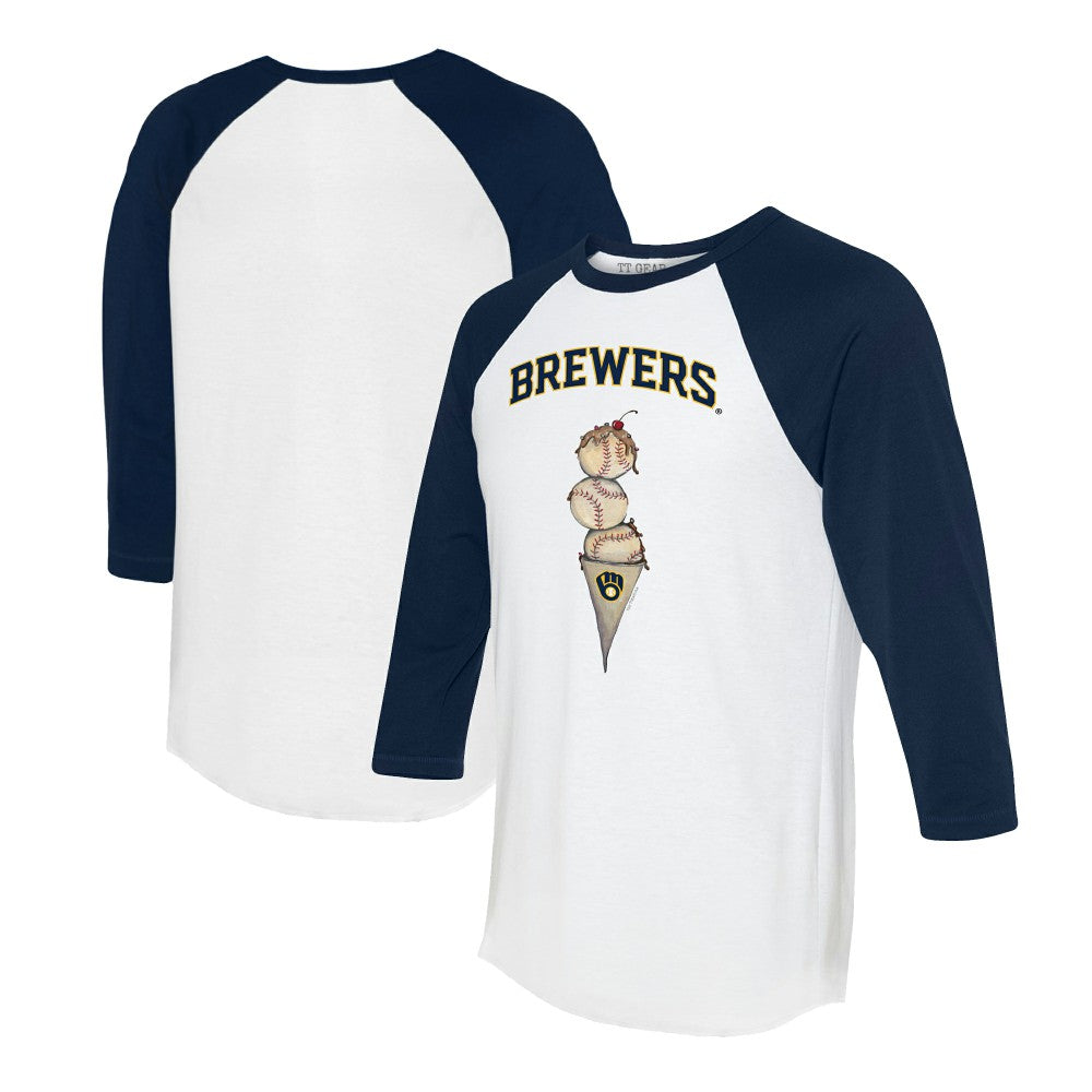 Milwaukee Brewers Tiny Turnip Unisex Triple Scoop 3/4-Sleeve Raglan T-Shirt - MLB