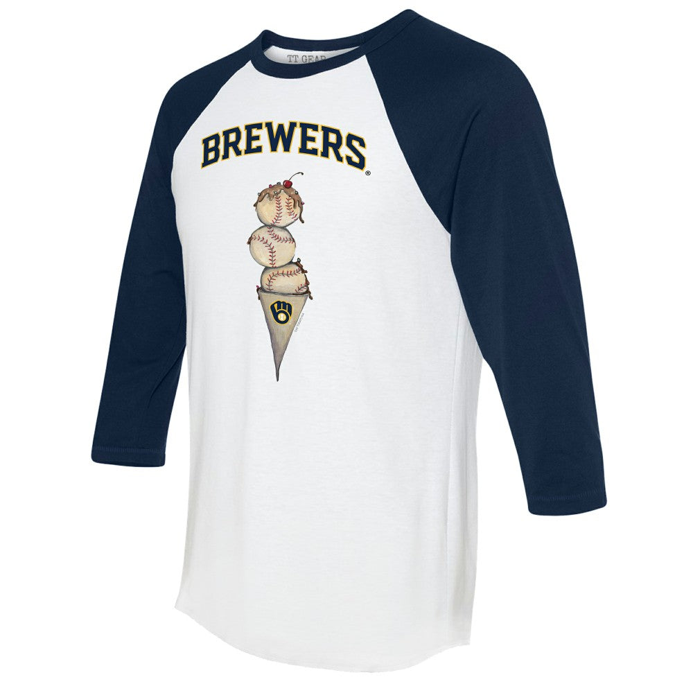 Milwaukee Brewers Tiny Turnip Unisex Triple Scoop 3/4-Sleeve Raglan T-Shirt - MLB