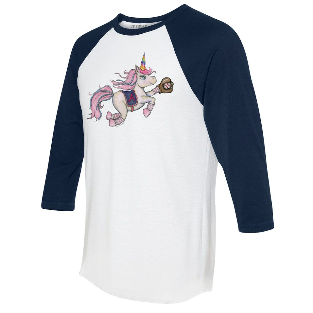 Atlanta Braves Tiny Turnip Unisex Unicorn 3/4-Sleeve Raglan T-Shirt - MLB